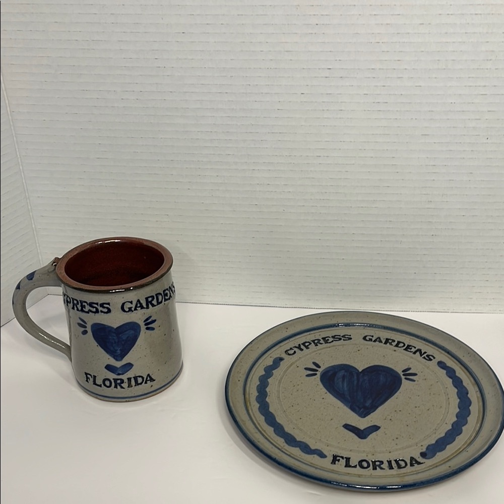 Charming‎ Blue and Cream Dinnerware Set with Heart Motif